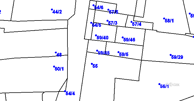 Parcela st. 59/45 v KÚ Dobšice u Znojma, Katastrální mapa