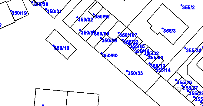 Parcela st. 350/90 v KÚ Dobšice u Znojma, Katastrální mapa