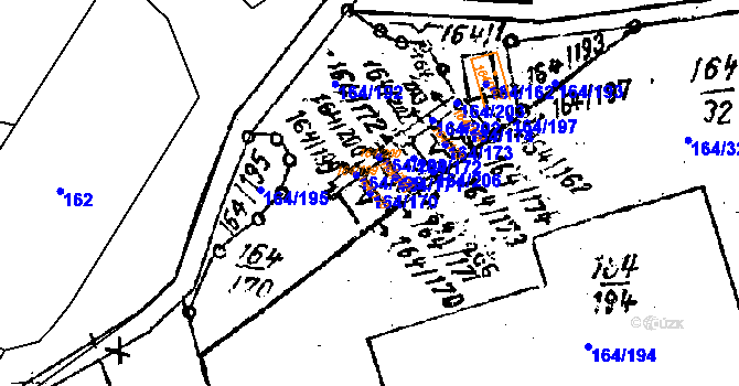 Parcela st. 164/170 v KÚ Dobšice u Znojma, Katastrální mapa