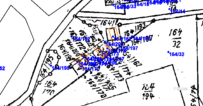 Parcela st. 164/173 v KÚ Dobšice u Znojma, Katastrální mapa