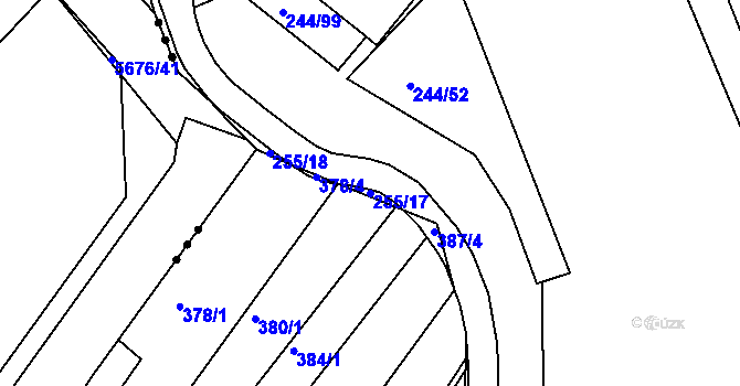 Parcela st. 255/17 v KÚ Dobšice u Znojma, Katastrální mapa