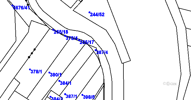 Parcela st. 387/4 v KÚ Dobšice u Znojma, Katastrální mapa