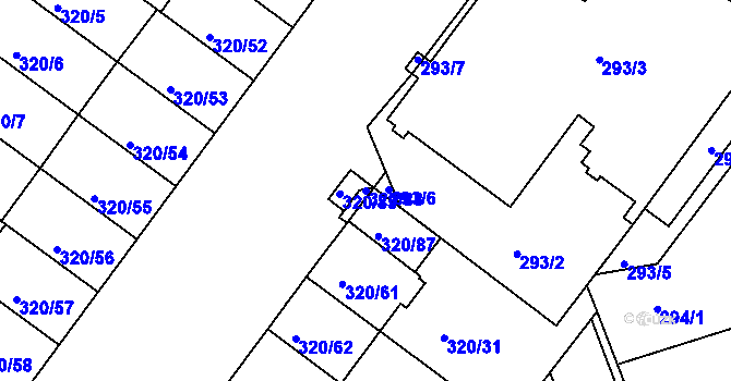 Parcela st. 320/88 v KÚ Dobšice u Znojma, Katastrální mapa