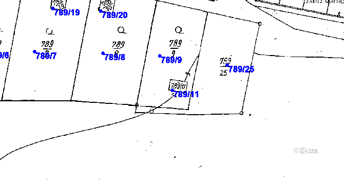 Parcela st. 789/11 v KÚ Dobšice u Znojma, Katastrální mapa