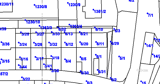 Parcela st. 6/20 v KÚ Dobšice u Znojma, Katastrální mapa