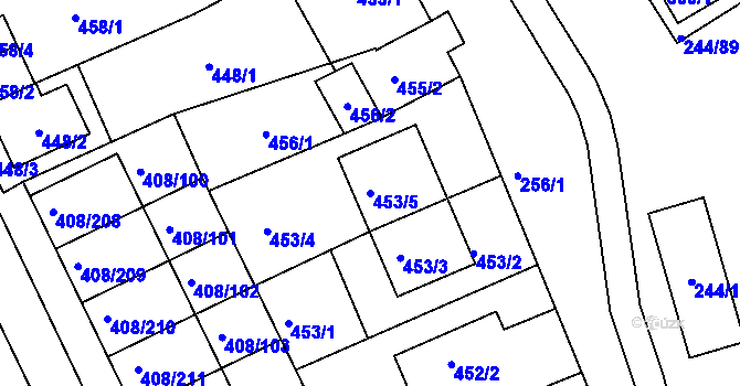 Parcela st. 453/5 v KÚ Dobšice u Znojma, Katastrální mapa