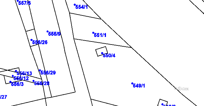 Parcela st. 550/4 v KÚ Dobšice u Znojma, Katastrální mapa