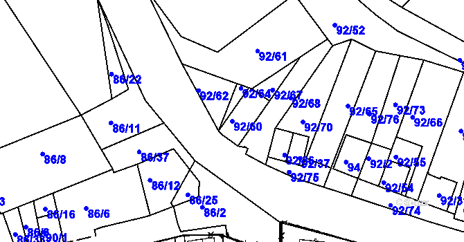 Parcela st. 92/60 v KÚ Dobšice u Znojma, Katastrální mapa