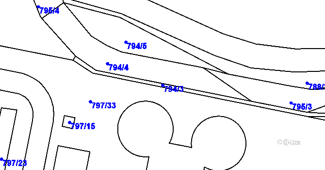 Parcela st. 794/3 v KÚ Dobšice u Znojma, Katastrální mapa