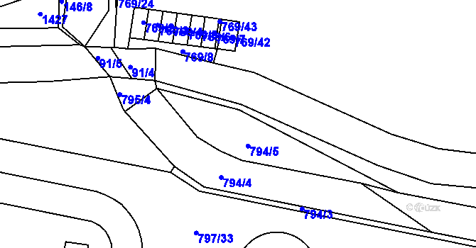 Parcela st. 795/2 v KÚ Dobšice u Znojma, Katastrální mapa
