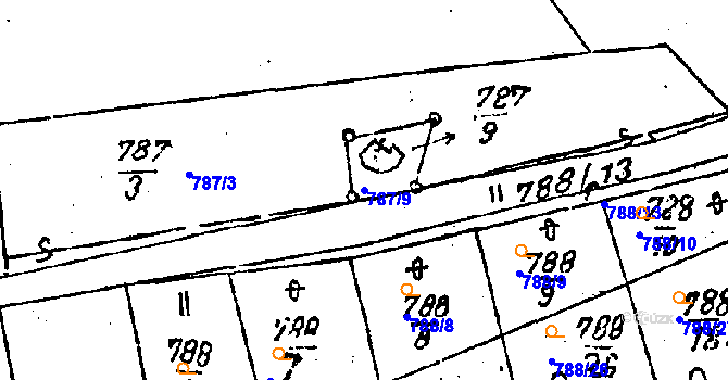 Parcela st. 787/9 v KÚ Dobšice u Znojma, Katastrální mapa