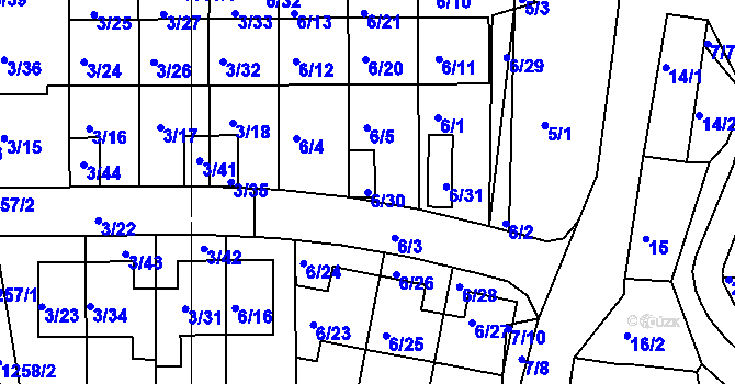 Parcela st. 6/30 v KÚ Dobšice u Znojma, Katastrální mapa
