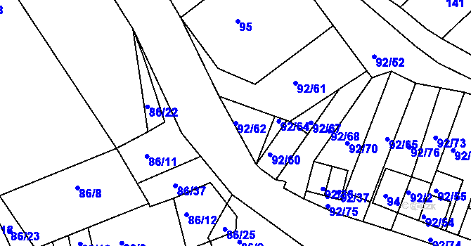 Parcela st. 92/62 v KÚ Dobšice u Znojma, Katastrální mapa