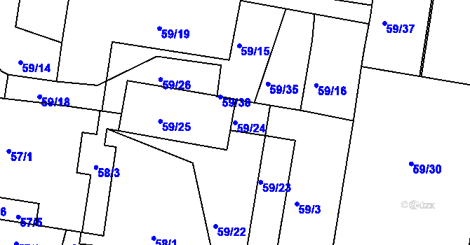 Parcela st. 59/24 v KÚ Dobšice u Znojma, Katastrální mapa