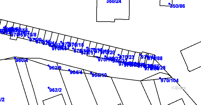 Parcela st. 970/87 v KÚ Dobšice u Znojma, Katastrální mapa