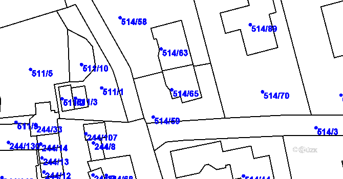 Parcela st. 514/65 v KÚ Dobšice u Znojma, Katastrální mapa