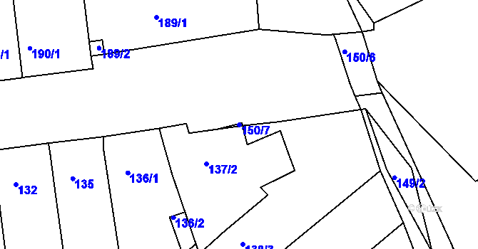 Parcela st. 150/7 v KÚ Dobšice u Znojma, Katastrální mapa