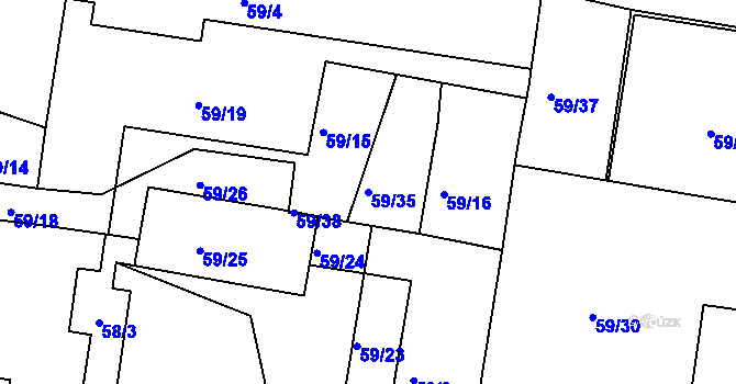 Parcela st. 59/35 v KÚ Dobšice u Znojma, Katastrální mapa