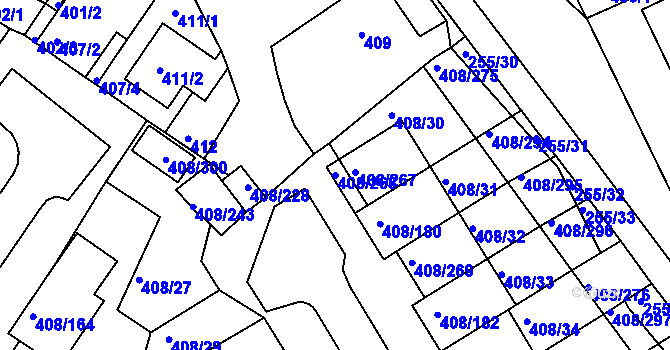 Parcela st. 408/268 v KÚ Dobšice u Znojma, Katastrální mapa