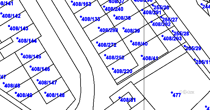 Parcela st. 408/252 v KÚ Dobšice u Znojma, Katastrální mapa