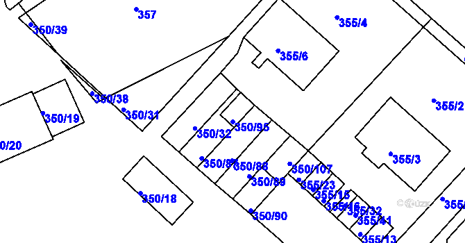 Parcela st. 350/95 v KÚ Dobšice u Znojma, Katastrální mapa