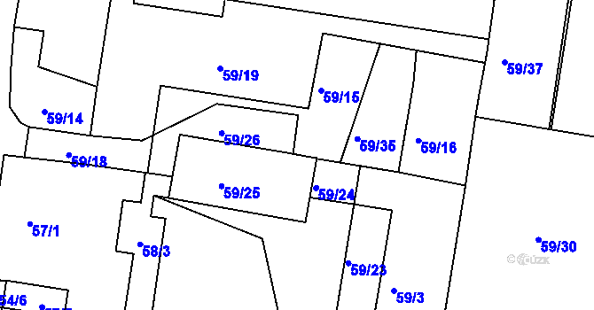 Parcela st. 59/38 v KÚ Dobšice u Znojma, Katastrální mapa