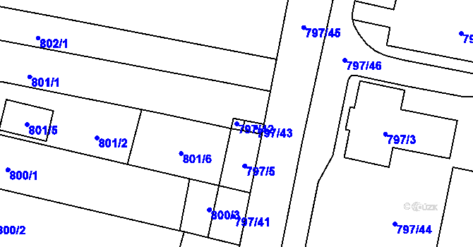 Parcela st. 797/42 v KÚ Dobšice u Znojma, Katastrální mapa