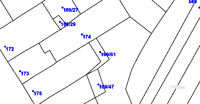 Parcela st. 169/61 v KÚ Dobšice u Znojma, Katastrální mapa