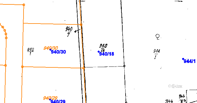 Parcela st. 940/18 v KÚ Dobšice u Znojma, Katastrální mapa