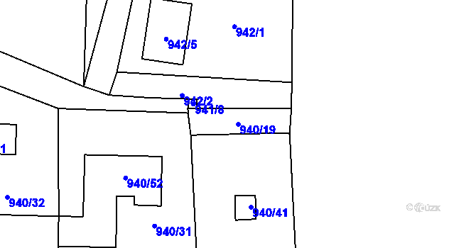 Parcela st. 940/19 v KÚ Dobšice u Znojma, Katastrální mapa