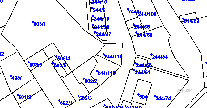 Parcela st. 244/118 v KÚ Dobšice u Znojma, Katastrální mapa