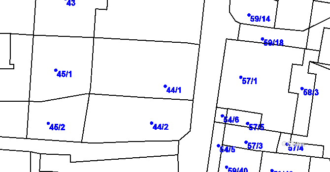 Parcela st. 44/1 v KÚ Dobšice u Znojma, Katastrální mapa
