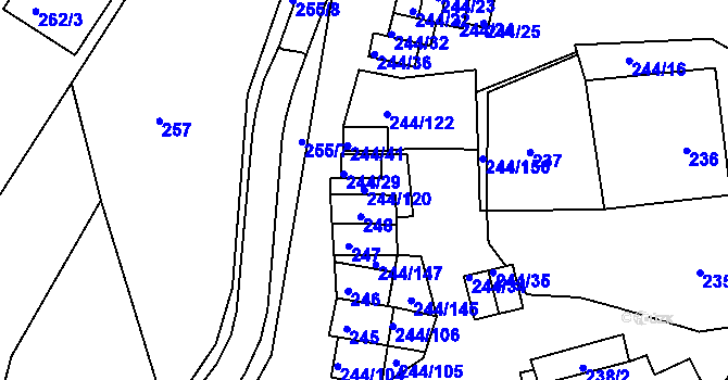 Parcela st. 244/120 v KÚ Dobšice u Znojma, Katastrální mapa