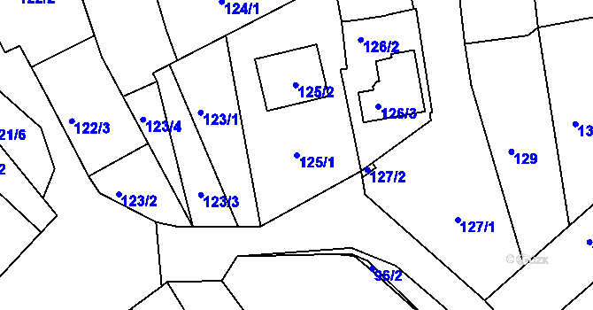 Parcela st. 125/1 v KÚ Dobšice u Znojma, Katastrální mapa