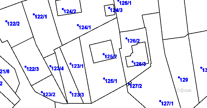 Parcela st. 125/2 v KÚ Dobšice u Znojma, Katastrální mapa