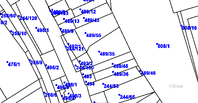 Parcela st. 489/35 v KÚ Dobšice u Znojma, Katastrální mapa