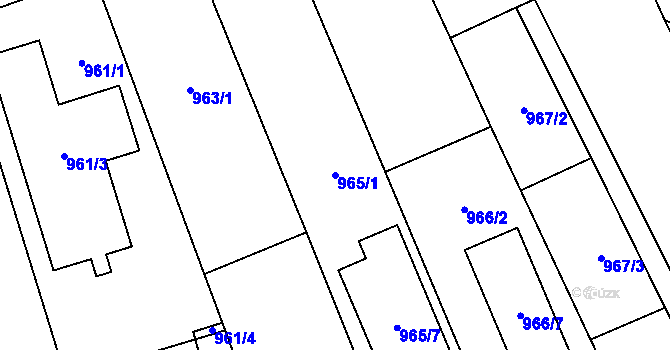 Parcela st. 965/1 v KÚ Dobšice u Znojma, Katastrální mapa