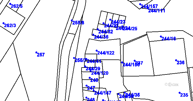 Parcela st. 244/122 v KÚ Dobšice u Znojma, Katastrální mapa