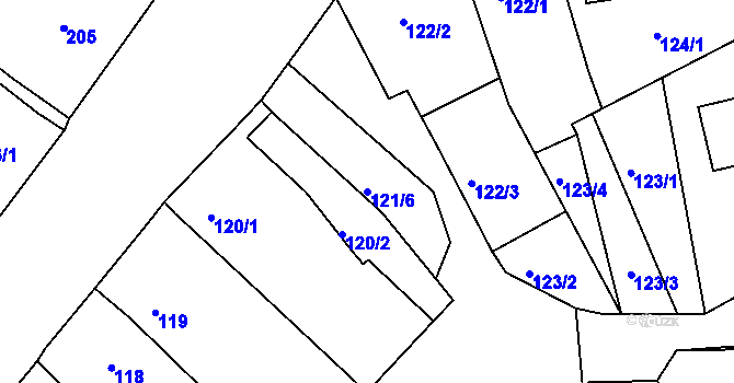 Parcela st. 121/6 v KÚ Dobšice u Znojma, Katastrální mapa