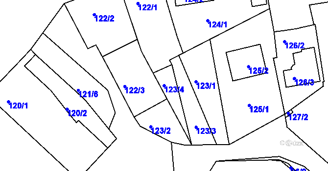 Parcela st. 123/4 v KÚ Dobšice u Znojma, Katastrální mapa