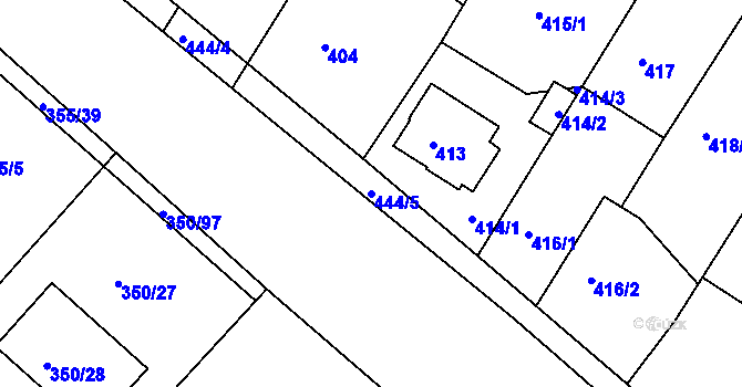 Parcela st. 444/5 v KÚ Dobšice u Znojma, Katastrální mapa