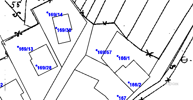 Parcela st. 169/57 v KÚ Dobšice u Znojma, Katastrální mapa