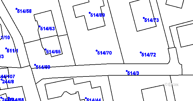 Parcela st. 514/70 v KÚ Dobšice u Znojma, Katastrální mapa