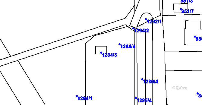 Parcela st. 1284/3 v KÚ Dobšice u Znojma, Katastrální mapa
