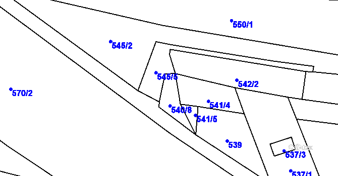 Parcela st. 545/3 v KÚ Dobšice u Znojma, Katastrální mapa