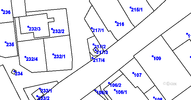 Parcela st. 217/3 v KÚ Dobšice u Znojma, Katastrální mapa