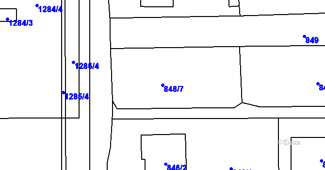 Parcela st. 848/7 v KÚ Dobšice u Znojma, Katastrální mapa
