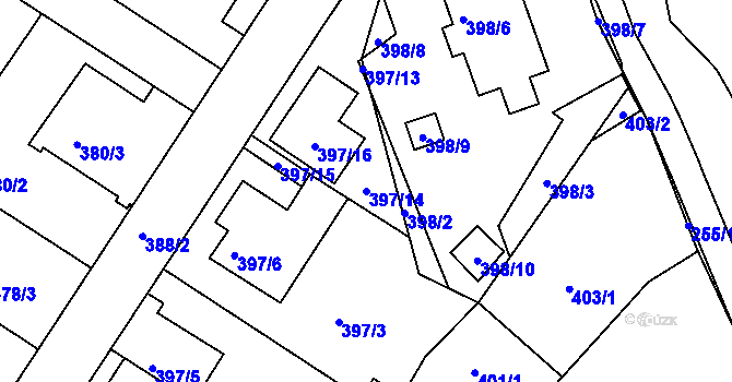 Parcela st. 397/14 v KÚ Dobšice u Znojma, Katastrální mapa