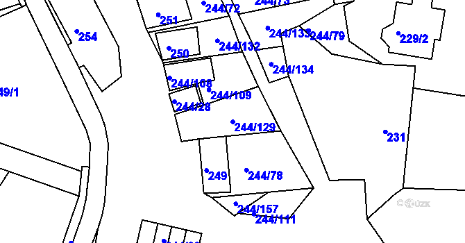Parcela st. 244/129 v KÚ Dobšice u Znojma, Katastrální mapa