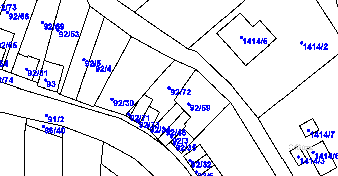 Parcela st. 92/72 v KÚ Dobšice u Znojma, Katastrální mapa
